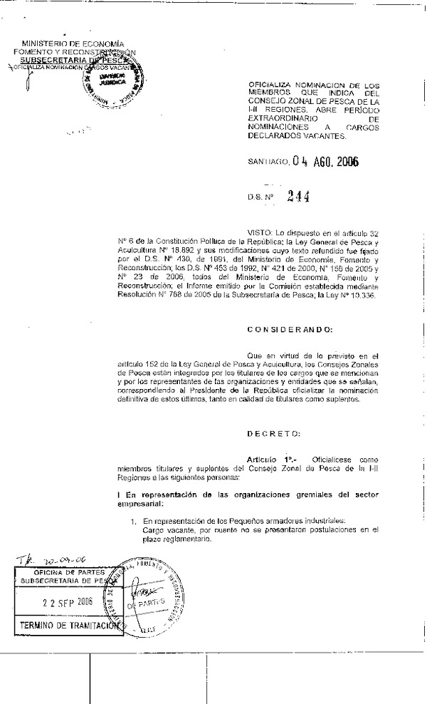 ds 244-06 oficializa nominacion czp i-ii.pdf