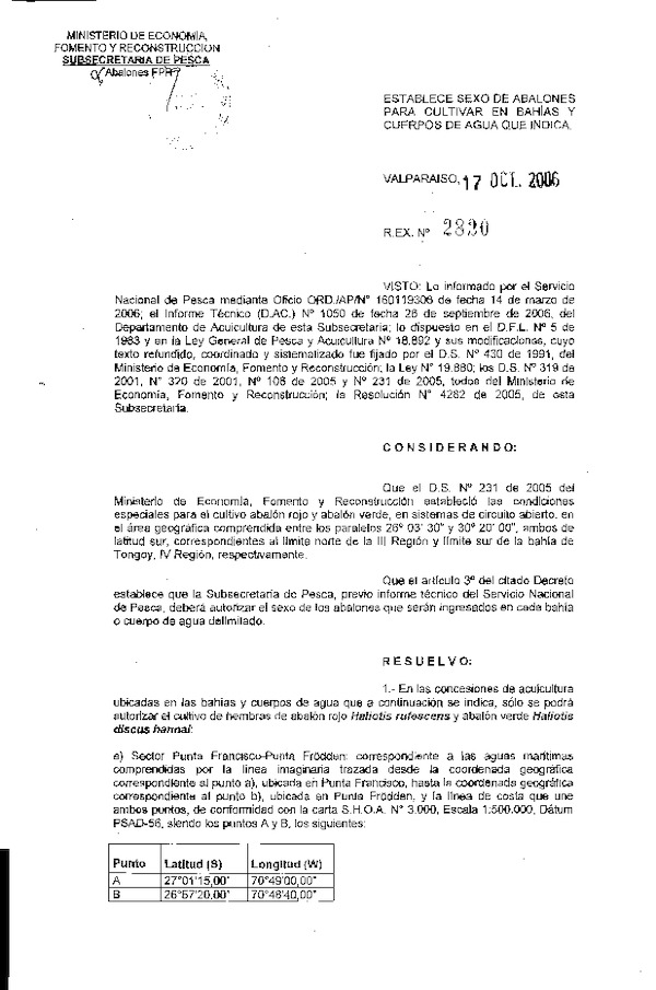 R EX Nº 2286-2003 Fija condiciones especificas de la certificación complementaria para la importación de especies hidrobiológicas.