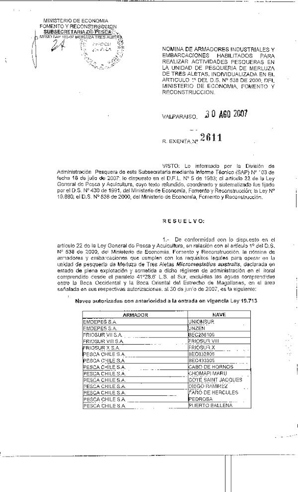 r ex 2611-07 nomina de armadores merluza de tres aletas 41 28,6 ls al sur.pdf