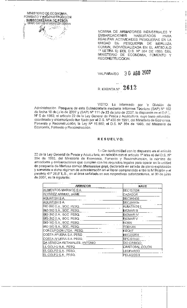 r ex 2612-07 nomina de aramdores merluza comun iv-41 28,6 ls.pdf