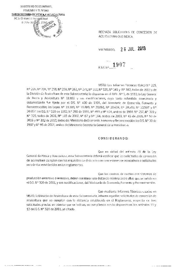 Resolución Nº 1907 de 2013 Rechaza.
