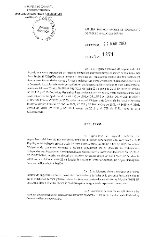 R EX N° 1271-2013 2° SEGUIMIENTO.