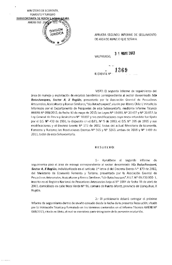 R EX N° 1369-2013 2° SEGUIMIENTO.