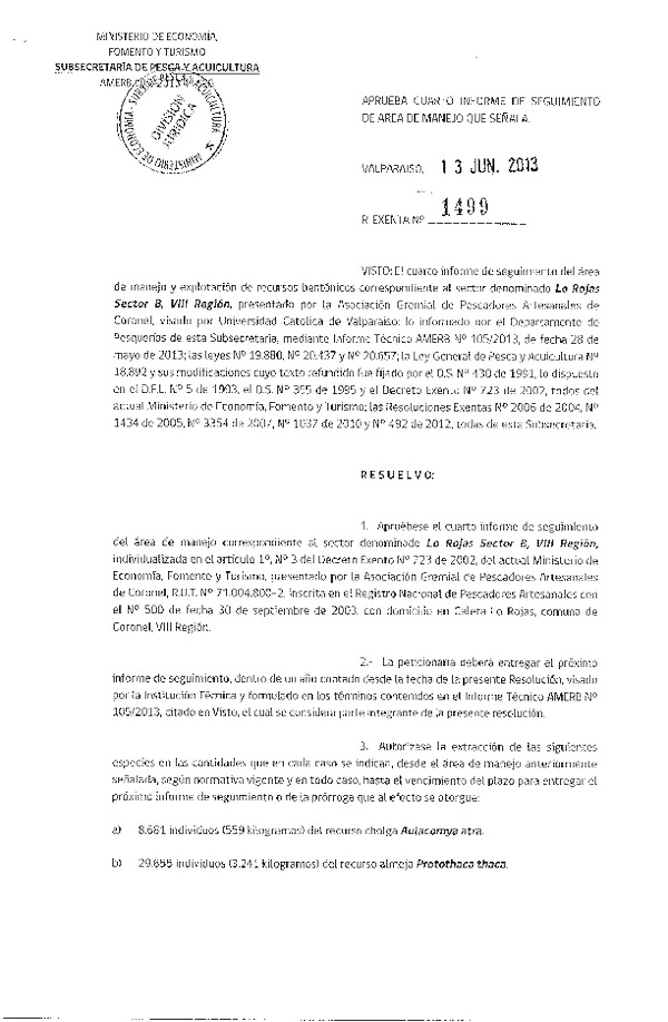 R EX N° 1499-2013 4º SEGUIMIENTO.
