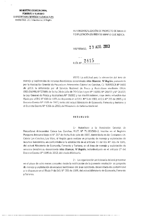 R EDX Nº 2415-2013 PROYECTO DE MANEJO.