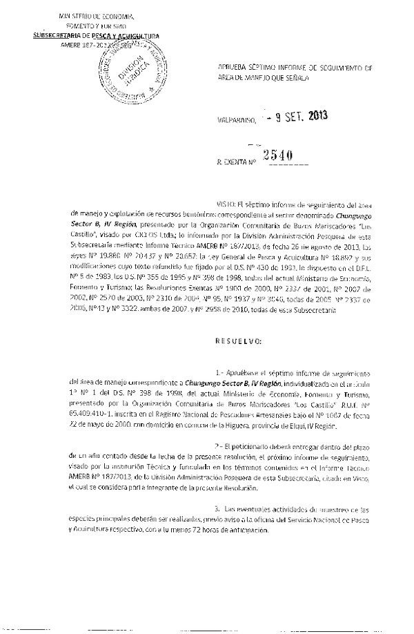 R EX Nº 2540-2013 7º SEGUIMIENTO.