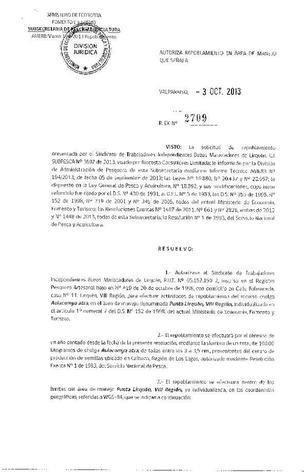 R EX N° 2709-2013 REPOBLAMIENTO.