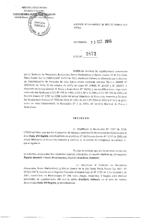 R EX Nº 2872-2013 REPOBLAMIENTO.