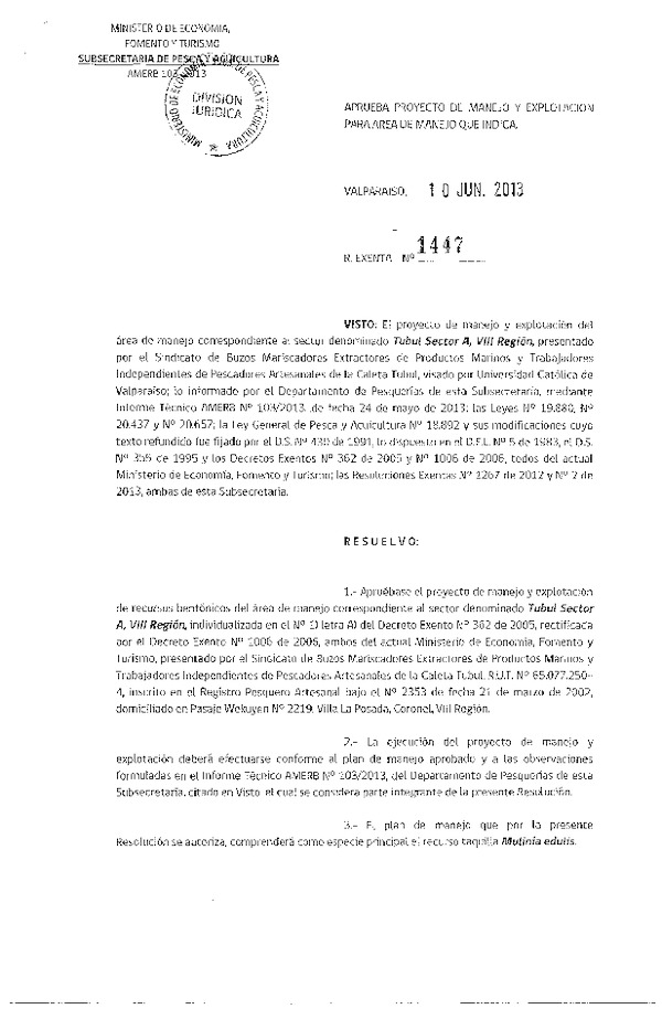 R EX Nº 1447-2013 PLAN DE MANEJO.