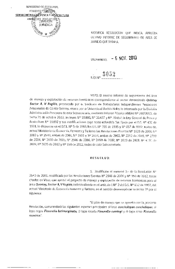 R EX Nº 3052-2013 9º SEGUIMIENTO.