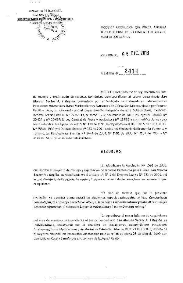 R EX Nº 3414-2013 3º SEGUI8MIENTO.
