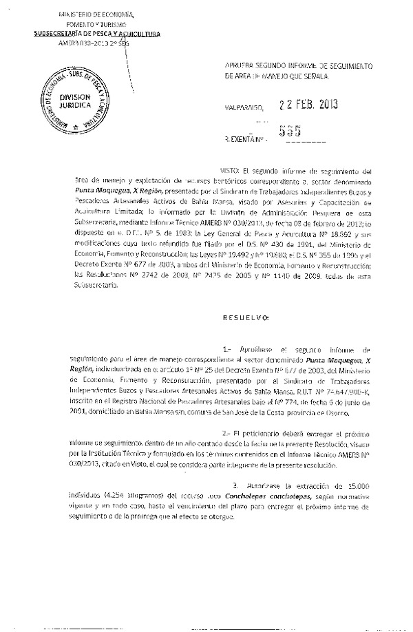 R EX Nº 555-2013 2º SEGUIMIENTO.