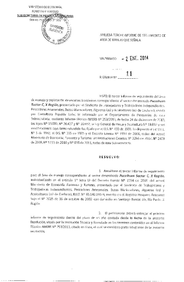 R EX Nº 11-2014 3º SEGUIMIENTO.