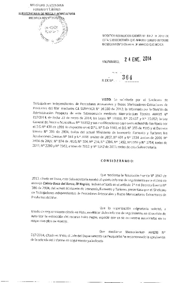 R EX Nº 364-2014 5º SEGUIMIENTO.