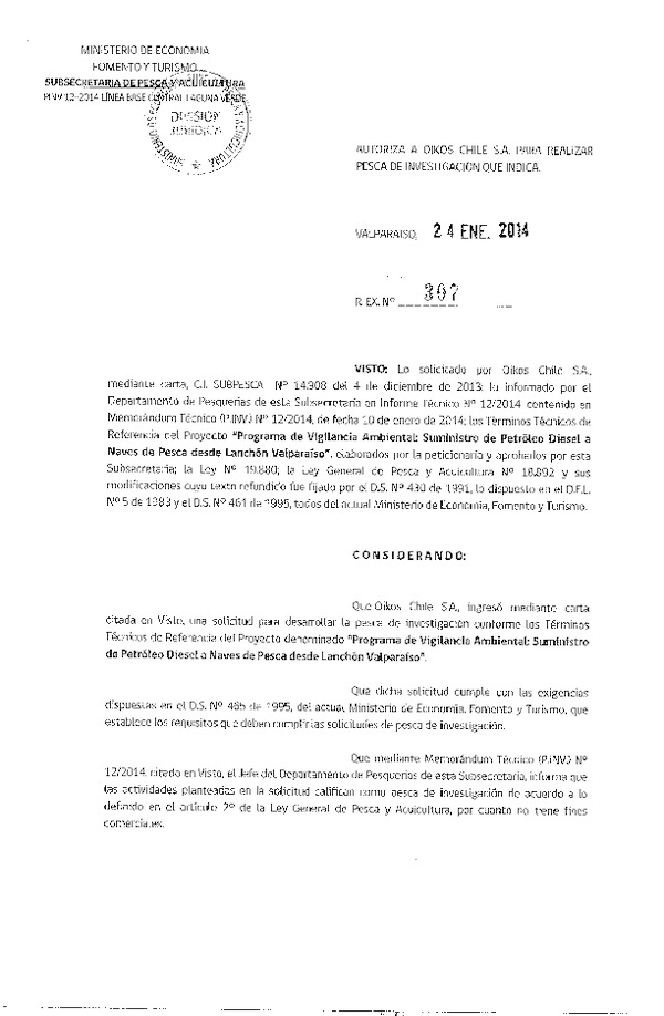 R EX Nº 307-2014 Programa de vigilancia ambiental.