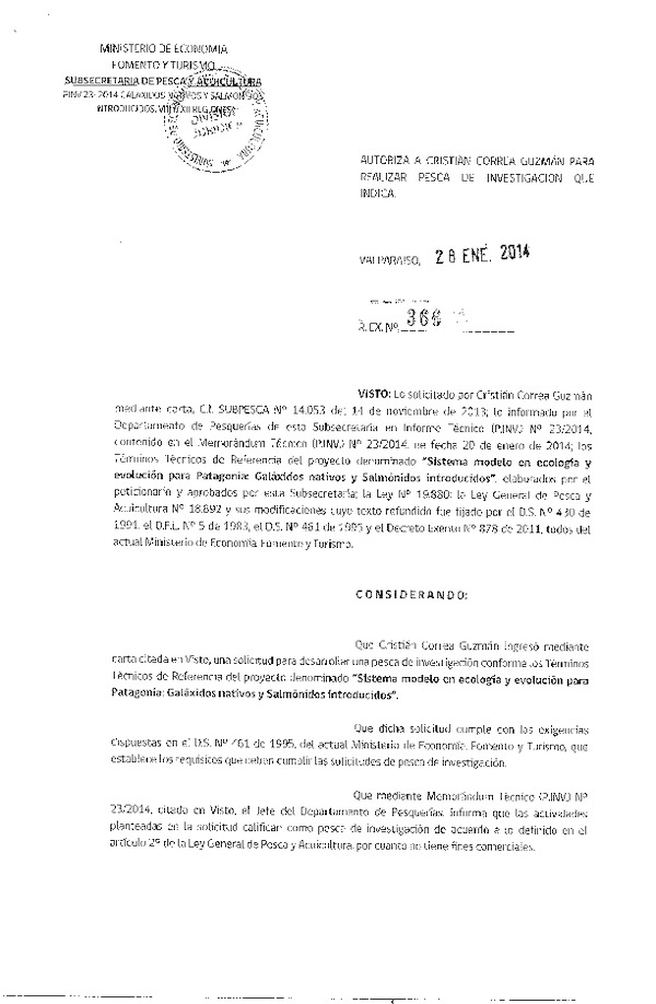 R EX Nº 366-2014 Sistema modelo en ecología y evaluación Patagonia.