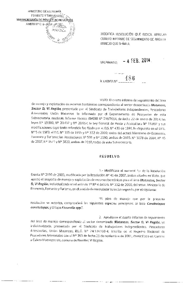R EX Nº 486-2014 4º SEGUIMIENTO.