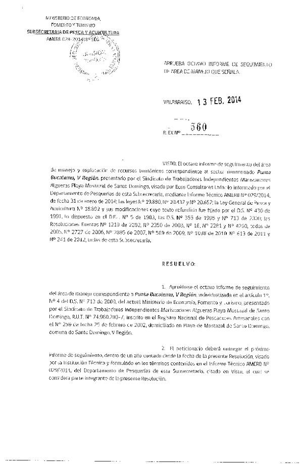 R EX Nº 560-2014 8º SEGUIMIENTO.