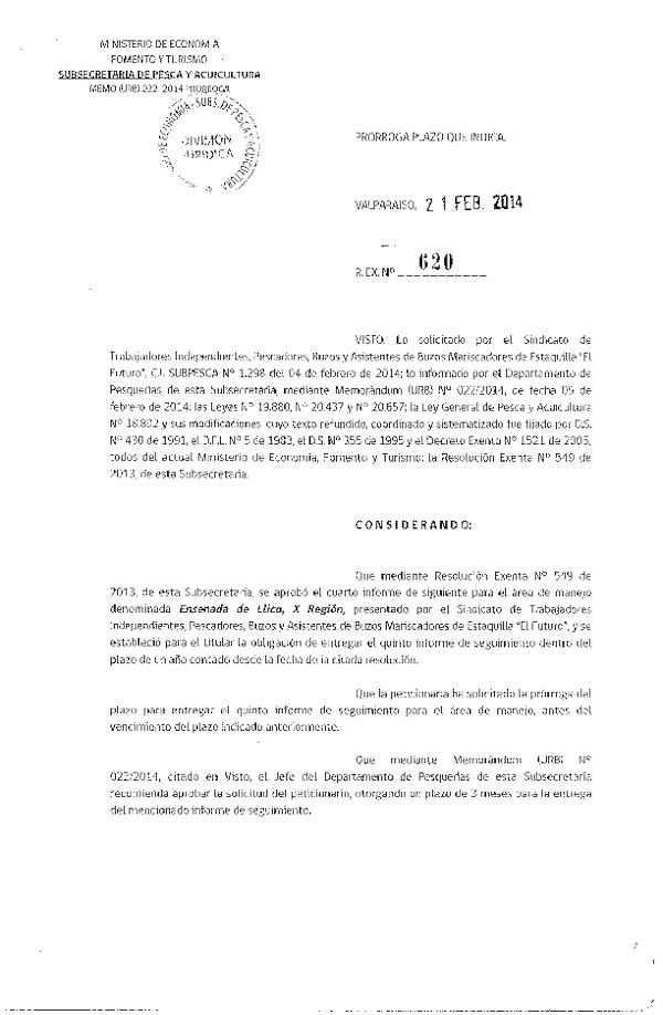 R EX Nº 620-2014 PRORROGA 5º SEGUIMIENTO.
