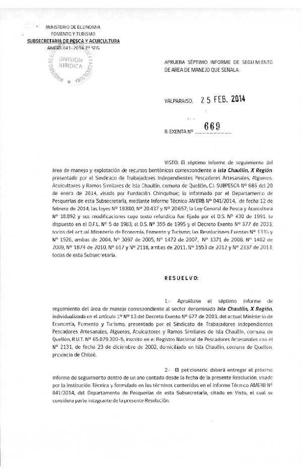 R EX N° 669-2014 7° SEGUIMIENTO.