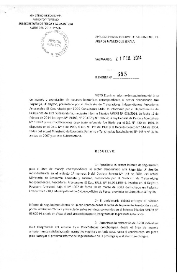 R EX N° 655-2014 1° SEGUIMIENTO.