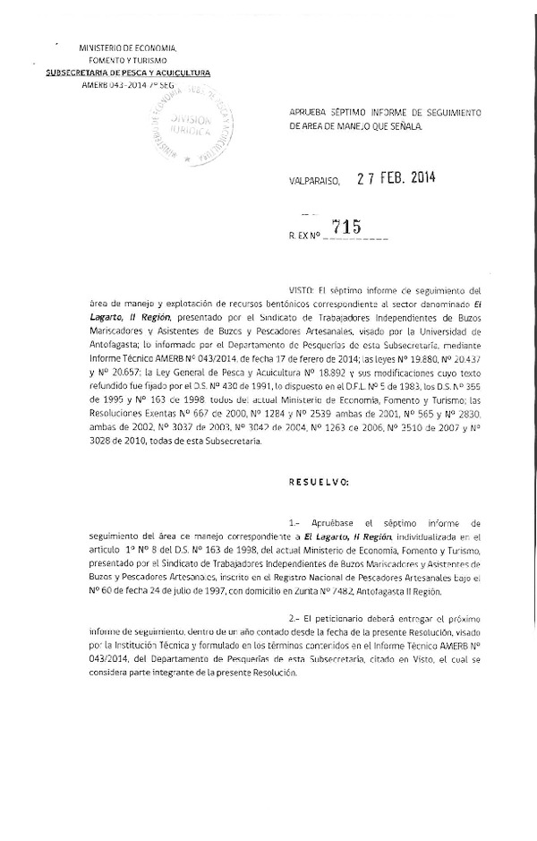 R EX N° 715-2014 7° SEGUIMIENTO.