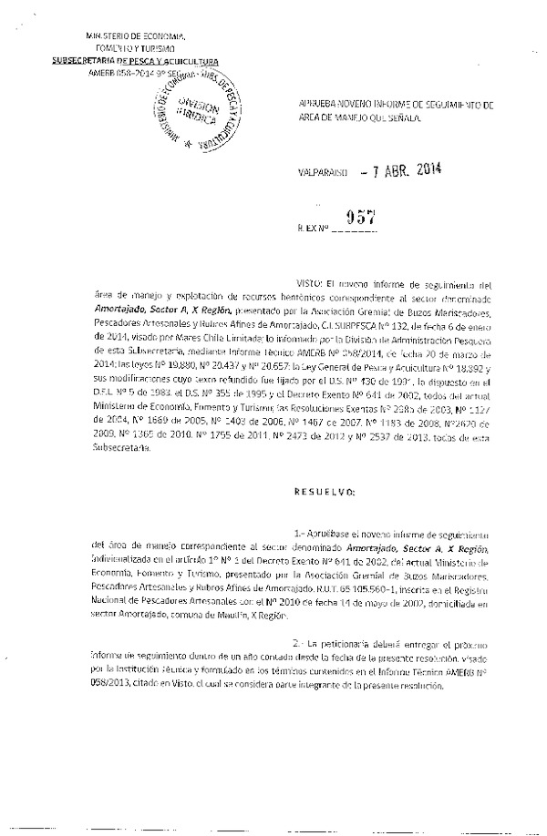 R EX N° 957-2014 9° SEGUIMIENTO.