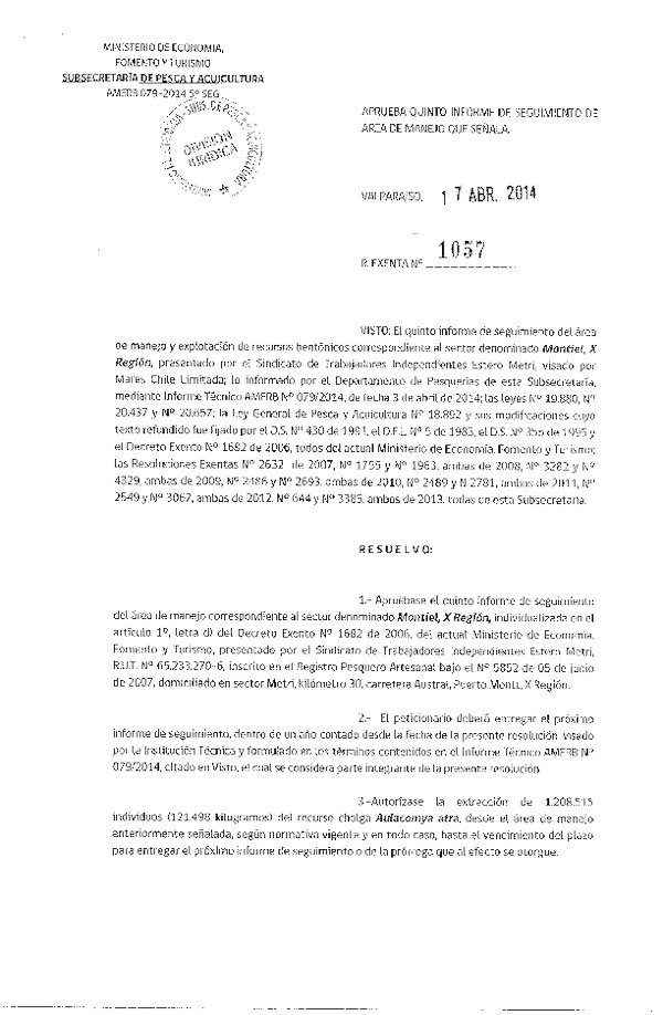 R EX 1057-2014 5° SEGUIMIENTO.