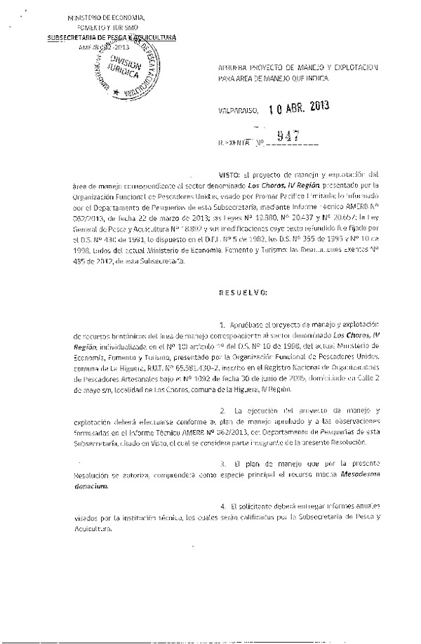 R EX N° 947-2013 PLAN DE MANEJO.