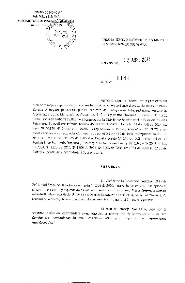 R EX N° 1144-2014 7° SEGUIMIENTO.