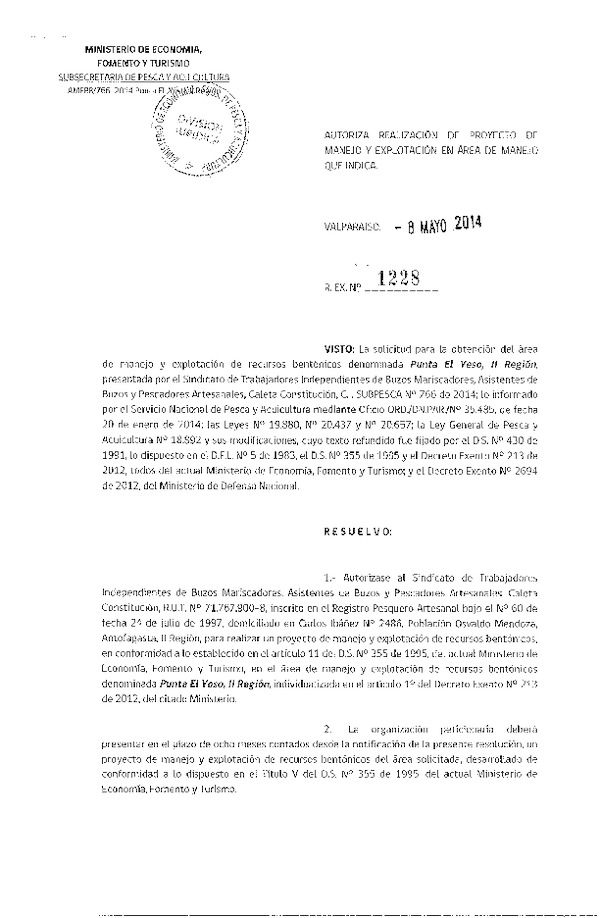R EX N° 1228-2014 Proyecto de Manejo.