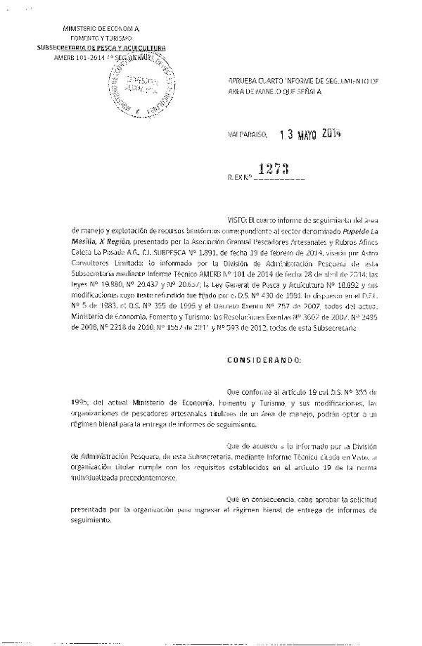R EX N° 1273-2014 4° SEGUIMIENTO.