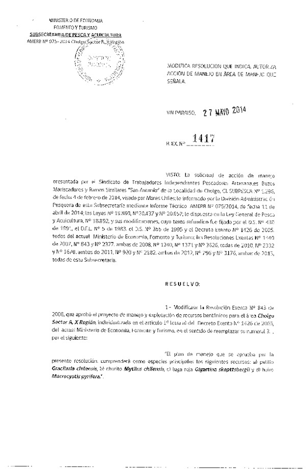 R EX N° 1417-2014 ACCION DE MANEJO.