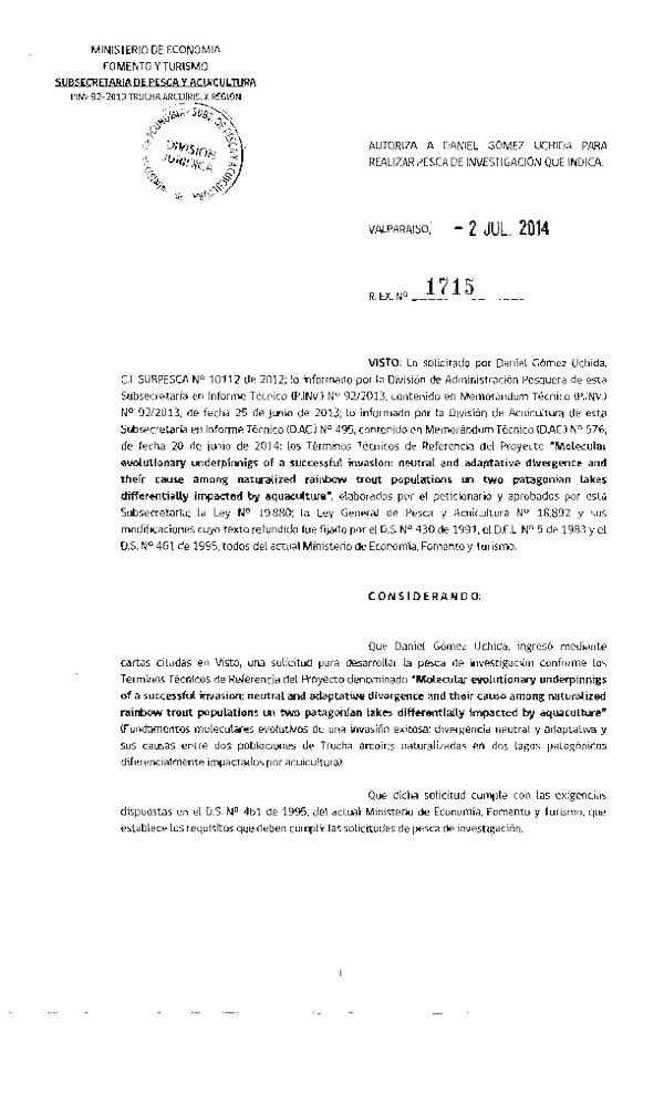 R EX N° 1715-2014 Molecular evolutionary underpinnigs of successful.