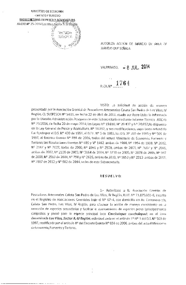 R EX N° 1764-2014 ACCION DE MANEJO.