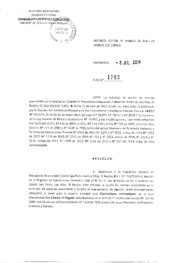R EX N° 1763-2014 ACCION DE MANEJO.
