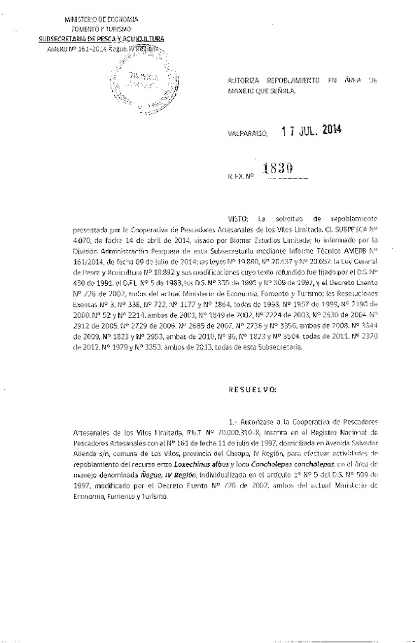 R EX N° 1830-2014 REPOBLAMIENTO.