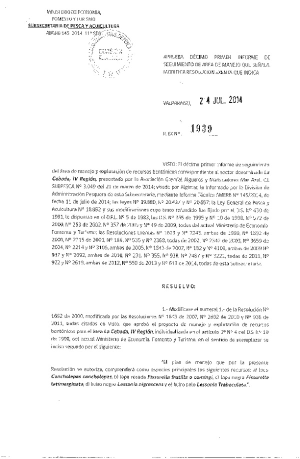 R EX N° 1939-2014 11° SEGUIMIENTO.