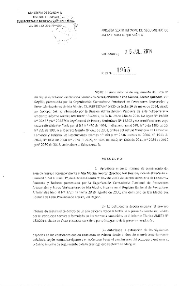 R EX N° 1955-2014 6° SEGUIMIENTO.
