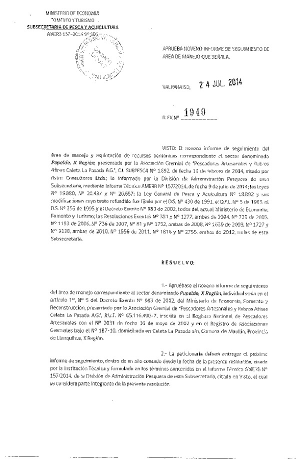 R EX N° 1940-2014 9° SEGUIMIENTO.