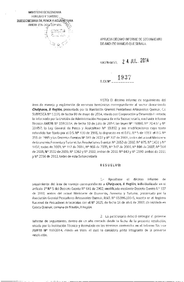 R EX N° 1937-2014 10° SEGUIMIENTO.