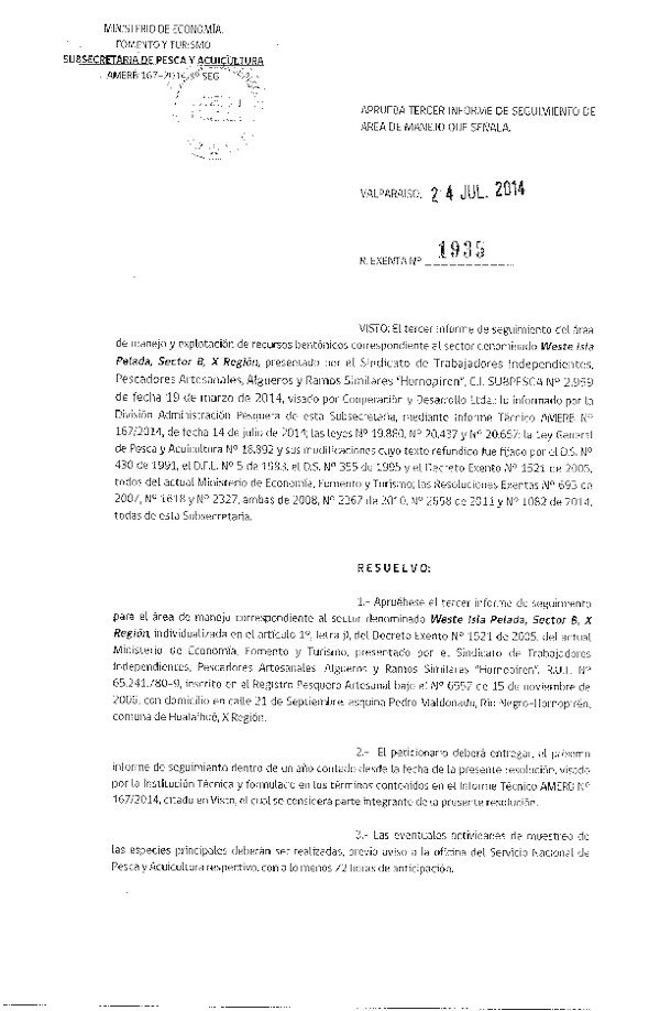 R EX N° 1935-2014 3° SEGUIMIENTO.