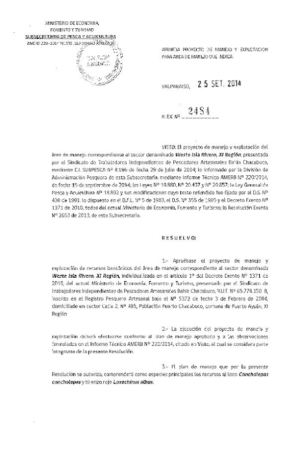 R EX N° 2484-2014 PLAN DE MANEJO.