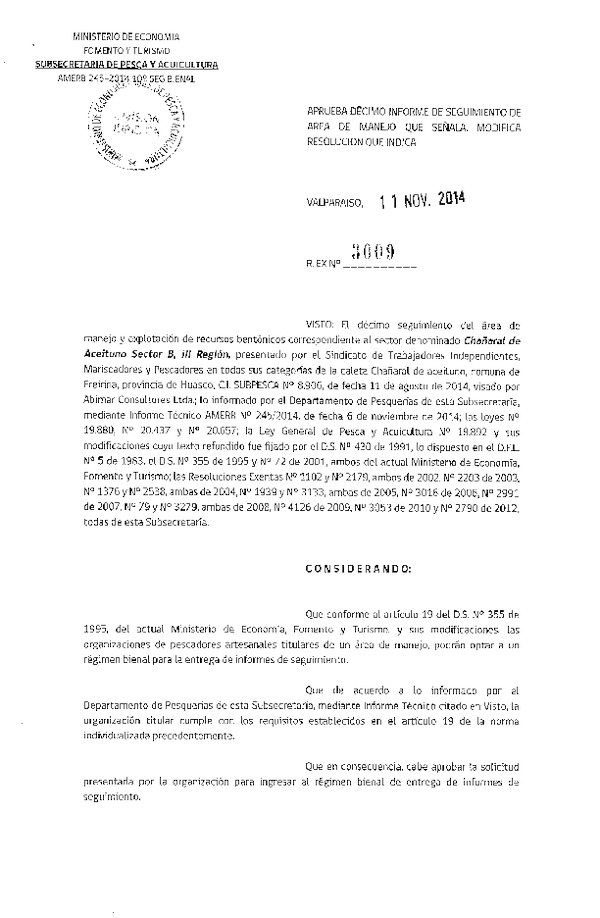R EX N° 3009-2014 10° SEGUIMIENTO.