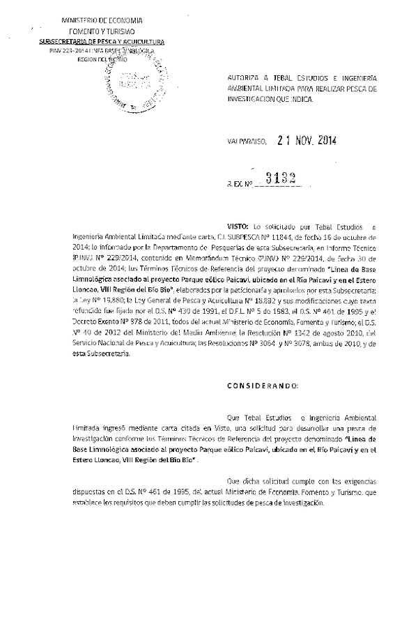 R EX N° 3132-2014 Línea de base Limnológica asociado al proyecto Parque eólico Paicaví, Estero Lloncap, VIII Región del Bío Bío.