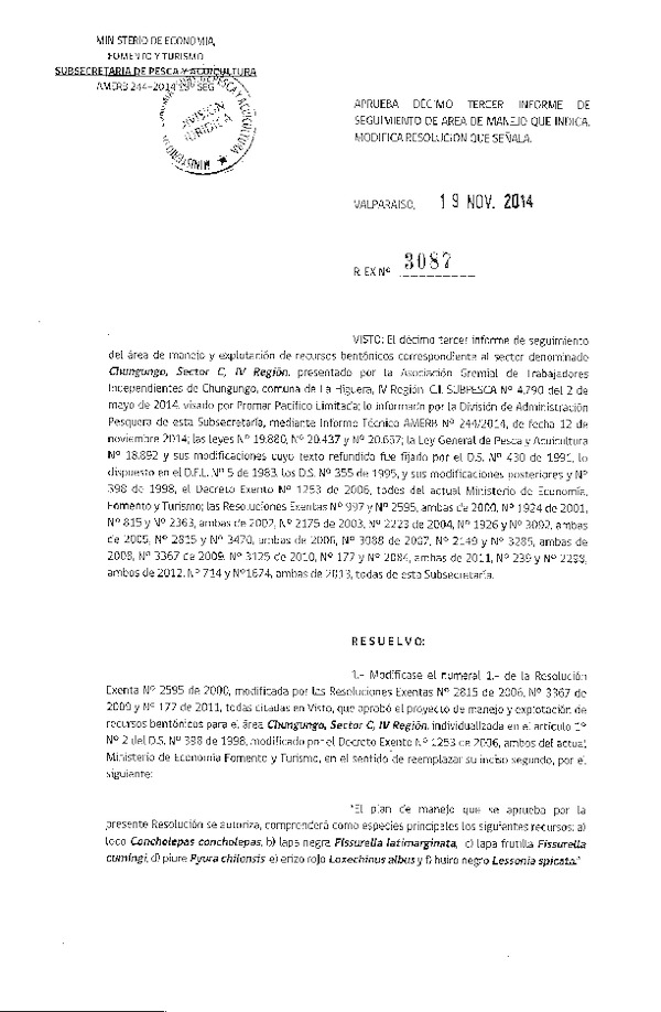 R EX N° 3087-2014 13° SEGUIMIENTO.