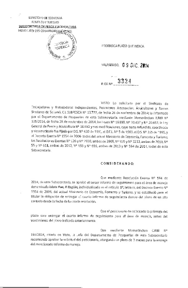 R EX N° 3324-2014 PRORROGA 4° SEGUIMIENTO.