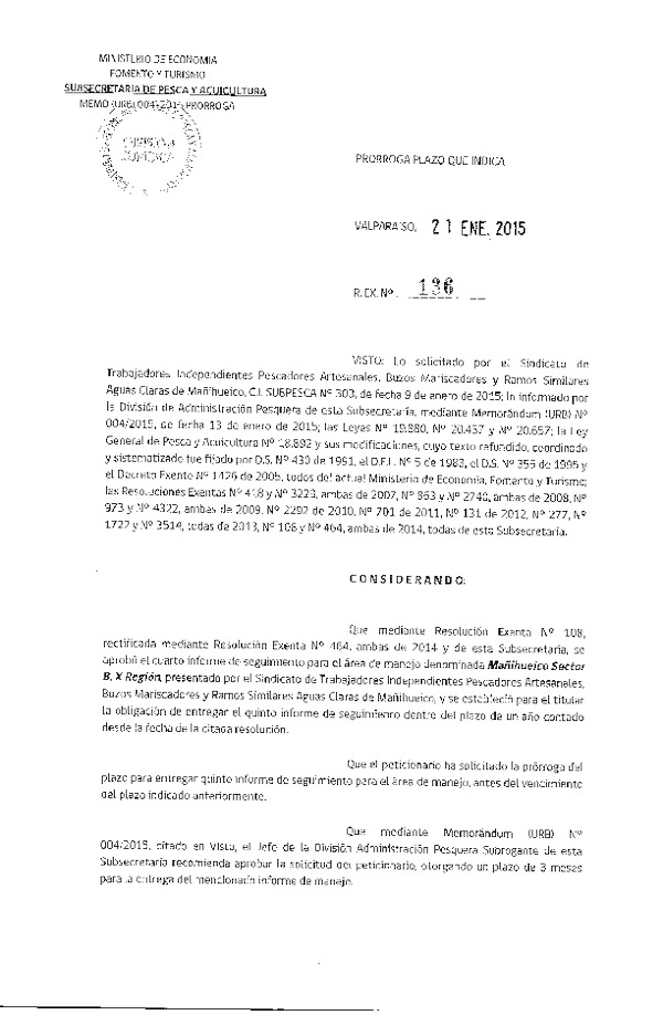 R EX N° 136-2015 PRORROGA 5° SEGUIMIENTO.
