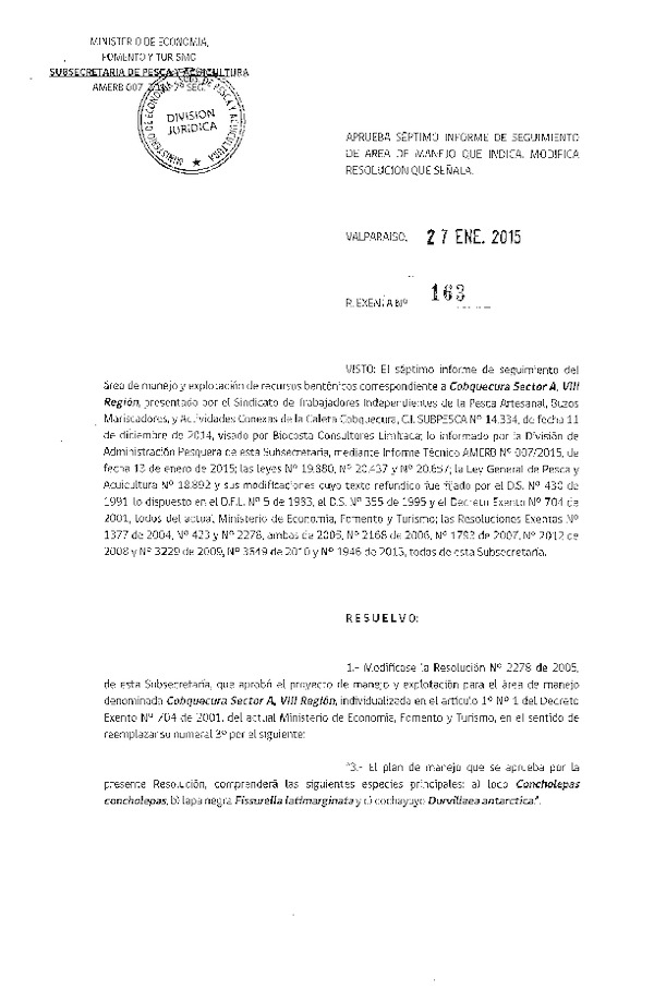 R EX N° 163-2015 7° SEGUIMIENTO.