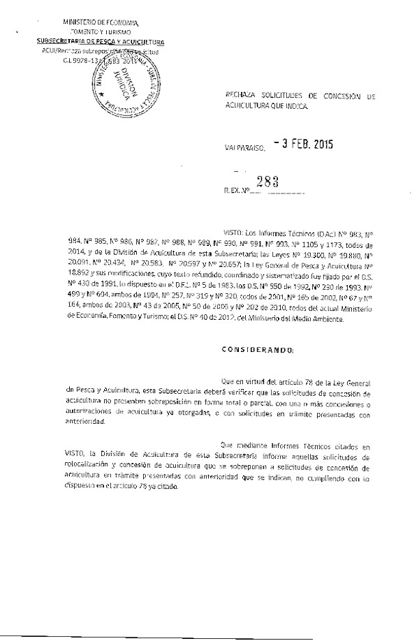 R EX N° 283-2015 Rechaza.